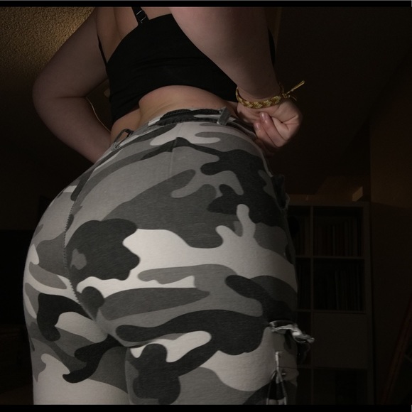 White Camo Cargo Pants - Picture 2 of 6
